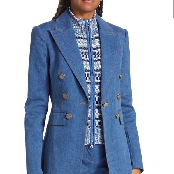 Veronica Beard Vivi Front Zip Mercerized Cotton Sweater Dickey NWT $258 - Picture 7 of 9